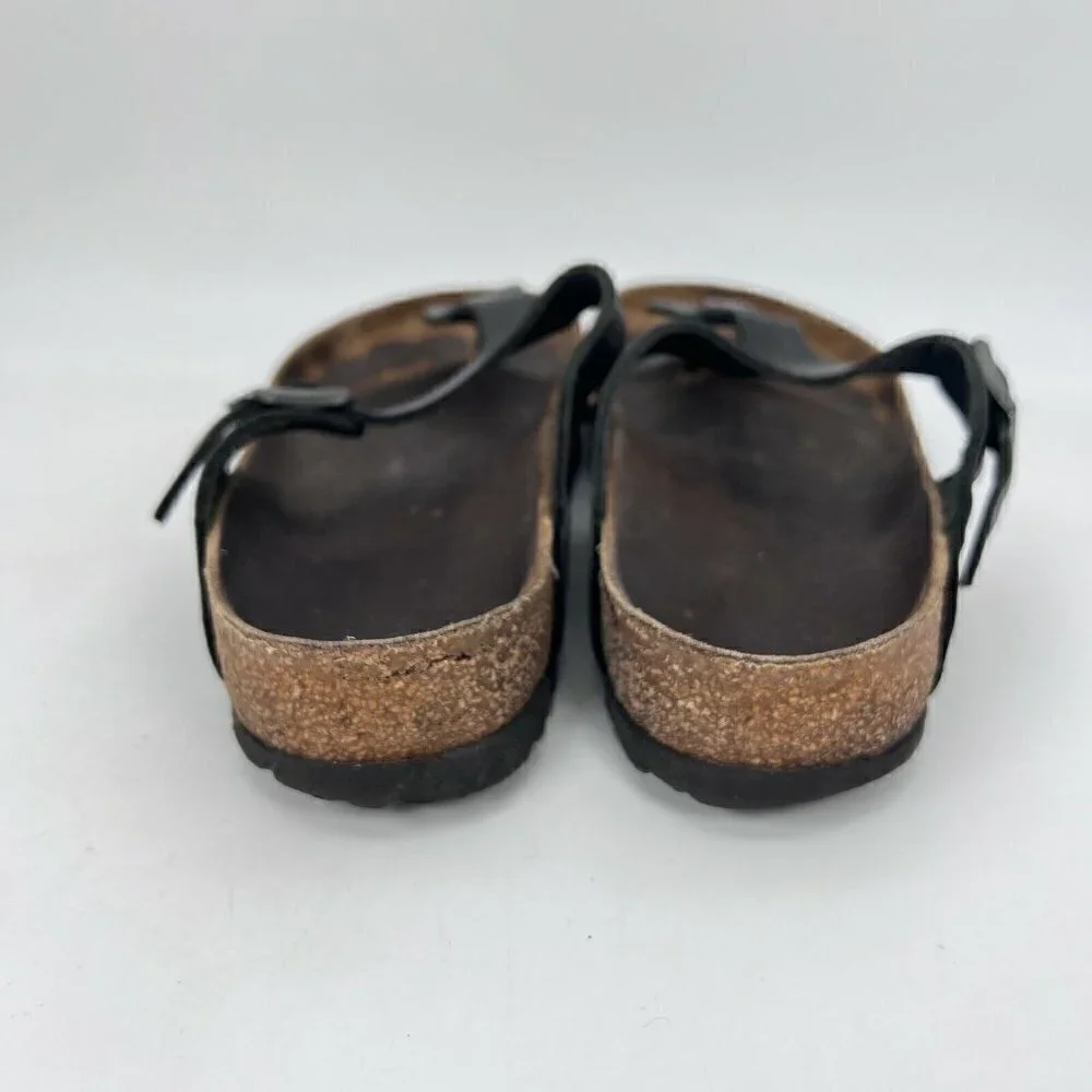 Birkenstock Gizeh Women Size 40 Black Birko-Flor T Strap Thong Leather Sandal
